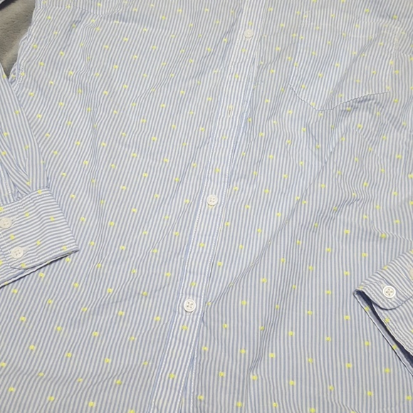 GAP BLUE PINSTRIPED BUTTONDOWN SHIRT TOP LIME NEW - Picture 3 of 5